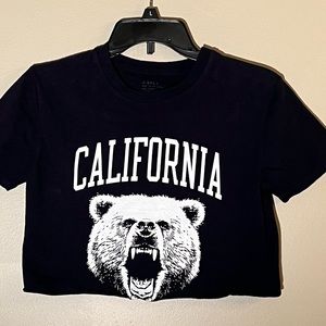j.Galt California Bear short sleeve crop tee shirt , one size,   price 18.00